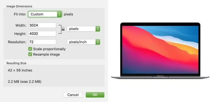 How to change the resolution of a picture